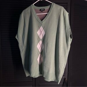 Mint Green Argyle Sweater Vest
